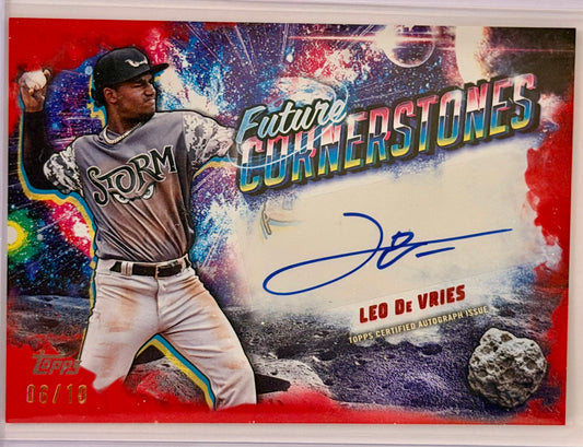 2025 Topps Pro Debut Leo De Vries Future Cornerstones Auto /10 – Storm Prospect