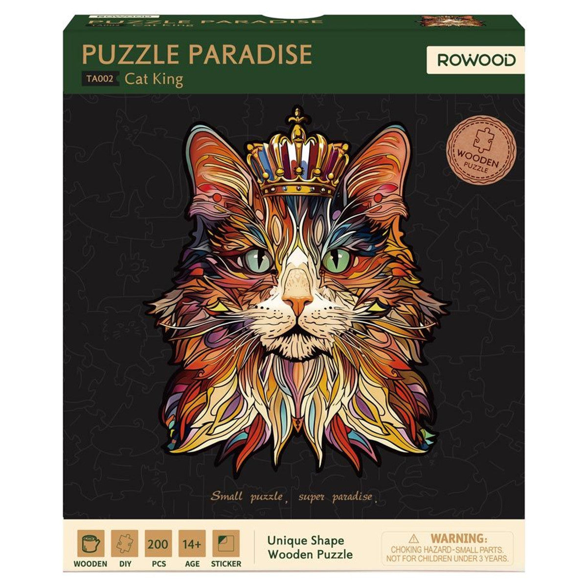 Puzzle: Wooden: Cat King 200 piece