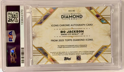 Diamond Icons Chrome Autograph card of Bo Jackson in protective packaging