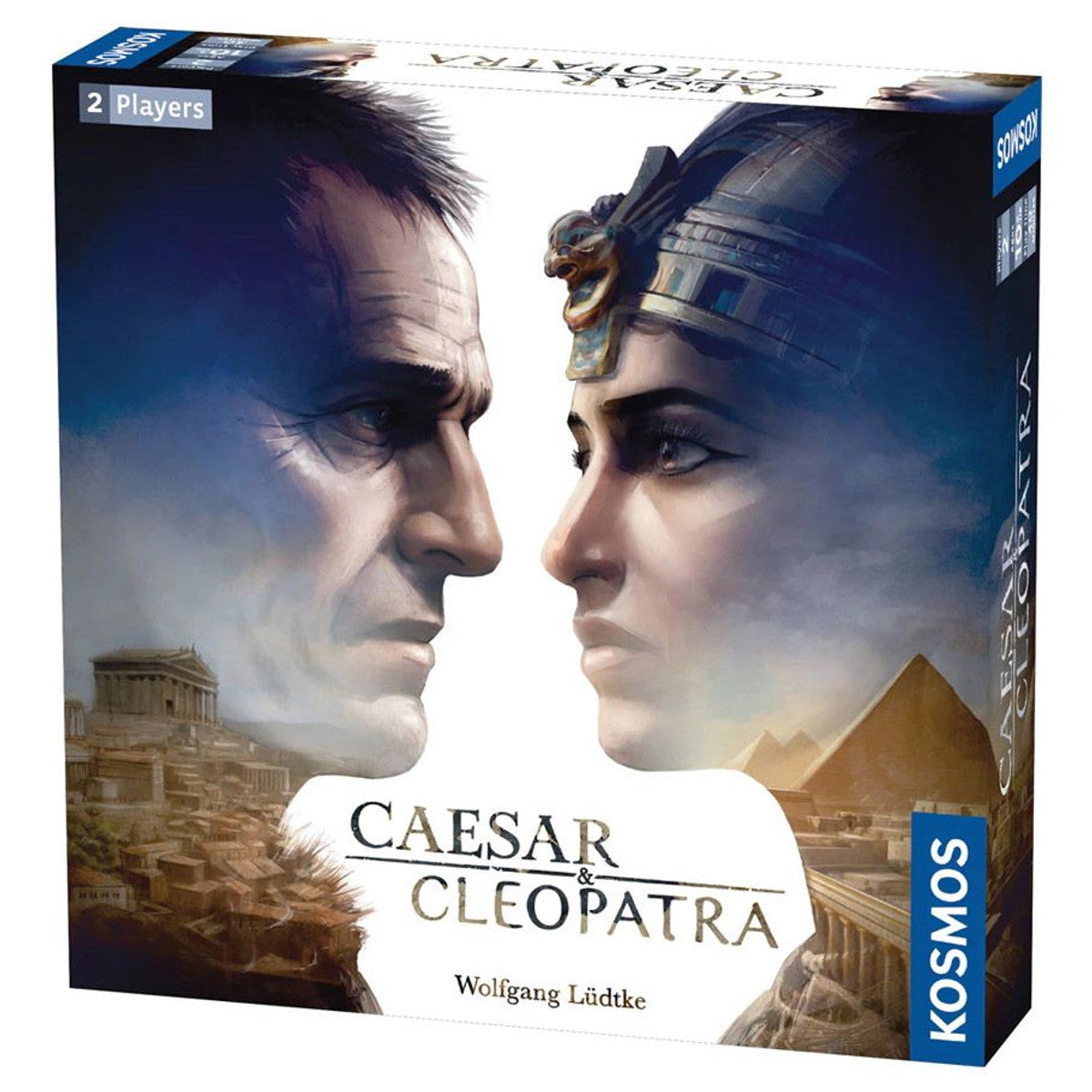 Board game box featuring images of Caesar and Cleopatra with Kosmos branding.