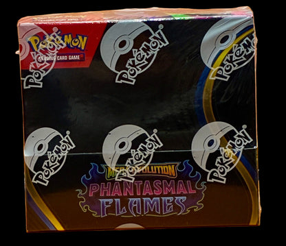 Pokémon trading card game box with 'Phantasmal Flames'  